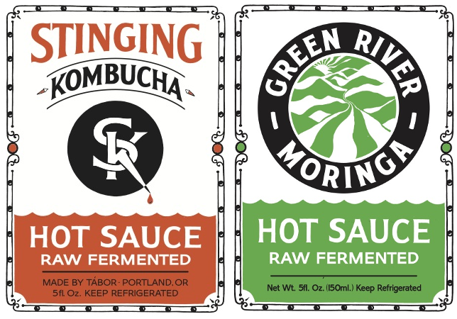 Stinging Kombucha Hot Sauce label